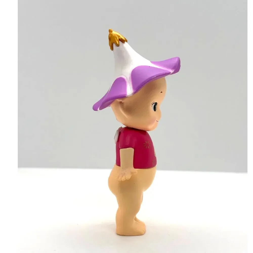 New Unbranded Kewpie/Angel Collectible Mini Figure, Purple Flower, Open Box